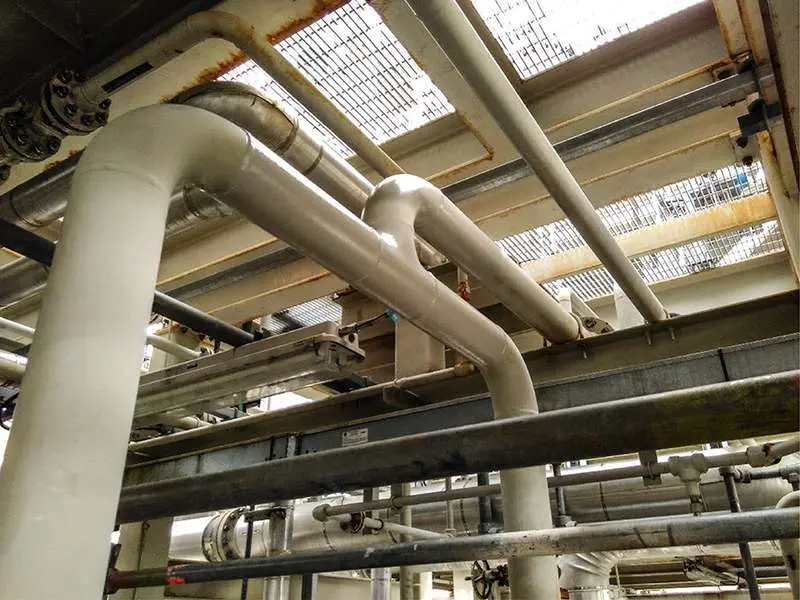 Corroded pipework in offshore Oil and Gas facility coated with NanoPrep and PPG PSX 700
