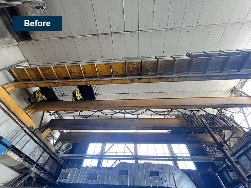 Original condition of crane before protective coating